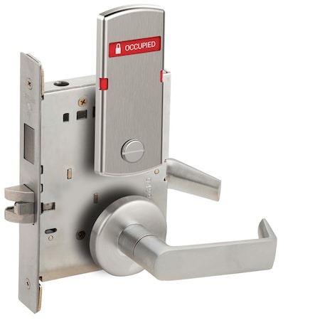 Schlage Grade 1 Privacy with Deadbolt and Coin Turn Mortise Lock, 06 Lever, B Rose, Exterior Indicator Displ L9444 06B 626 L283-722